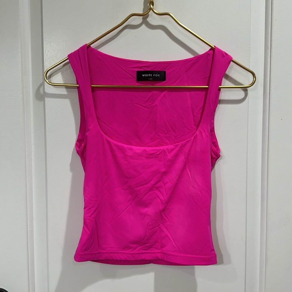 WHITE FOX NEON HOT PINK CROP TANK TOP XS - Picture 2 of 6